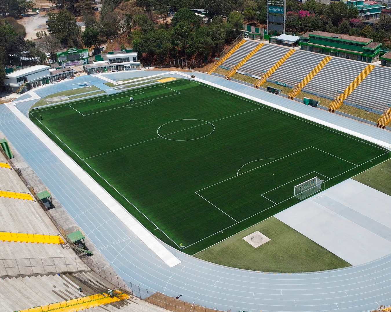 Vista aérea del estadio Cementos Progreso.