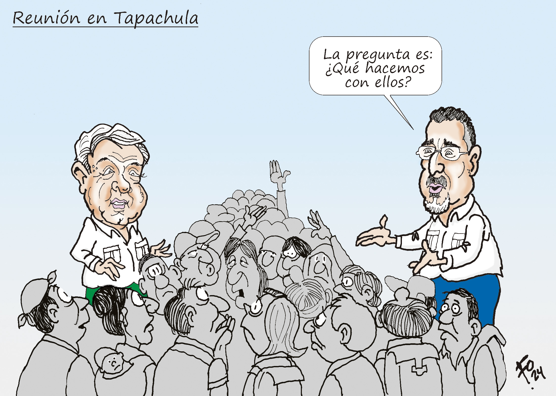 Personajes: Andrés Manuel López Obrador y Bernardo Arévalo.