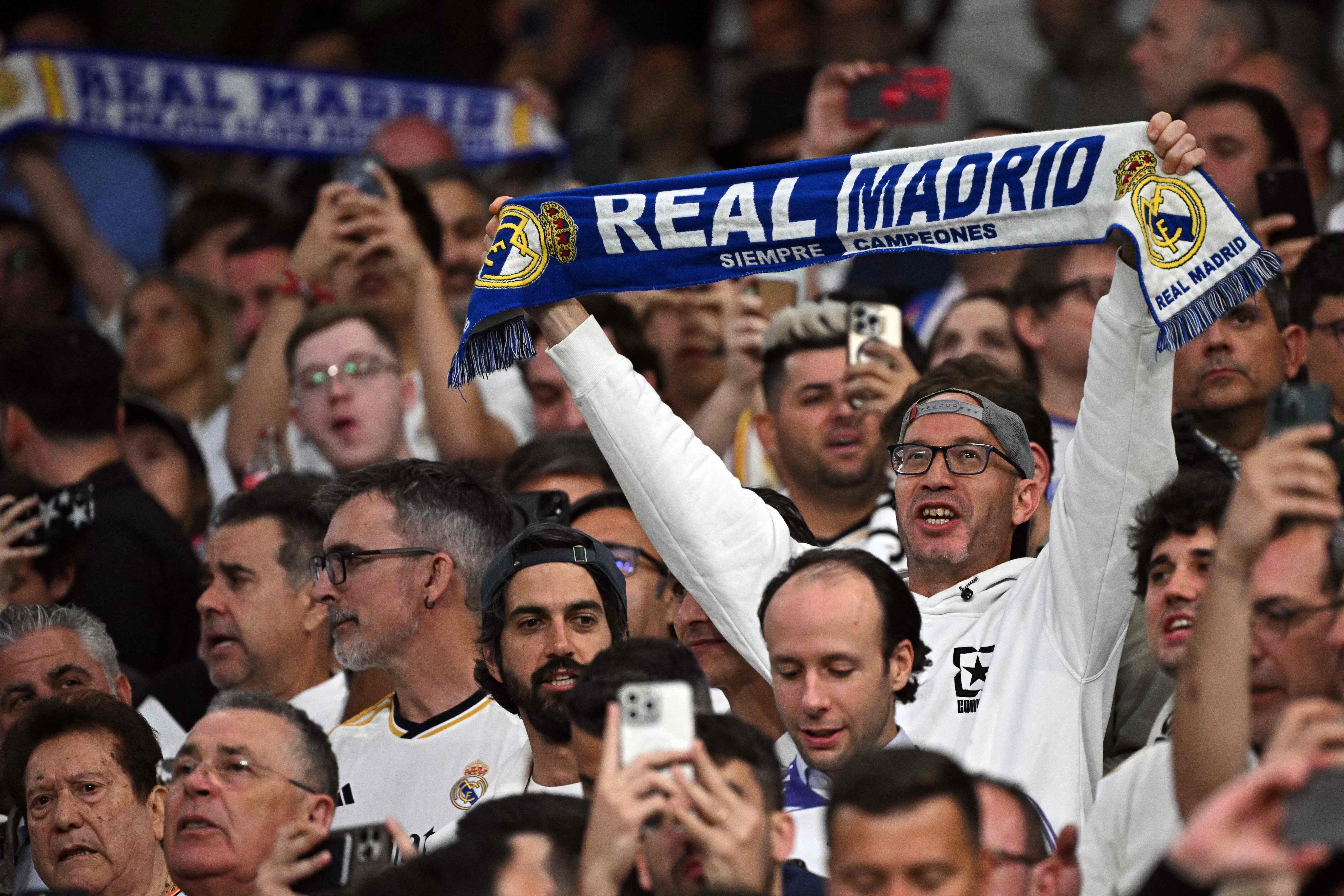 La afición del Real Madrid apoyó durante la remontada al Bayern Múnich.