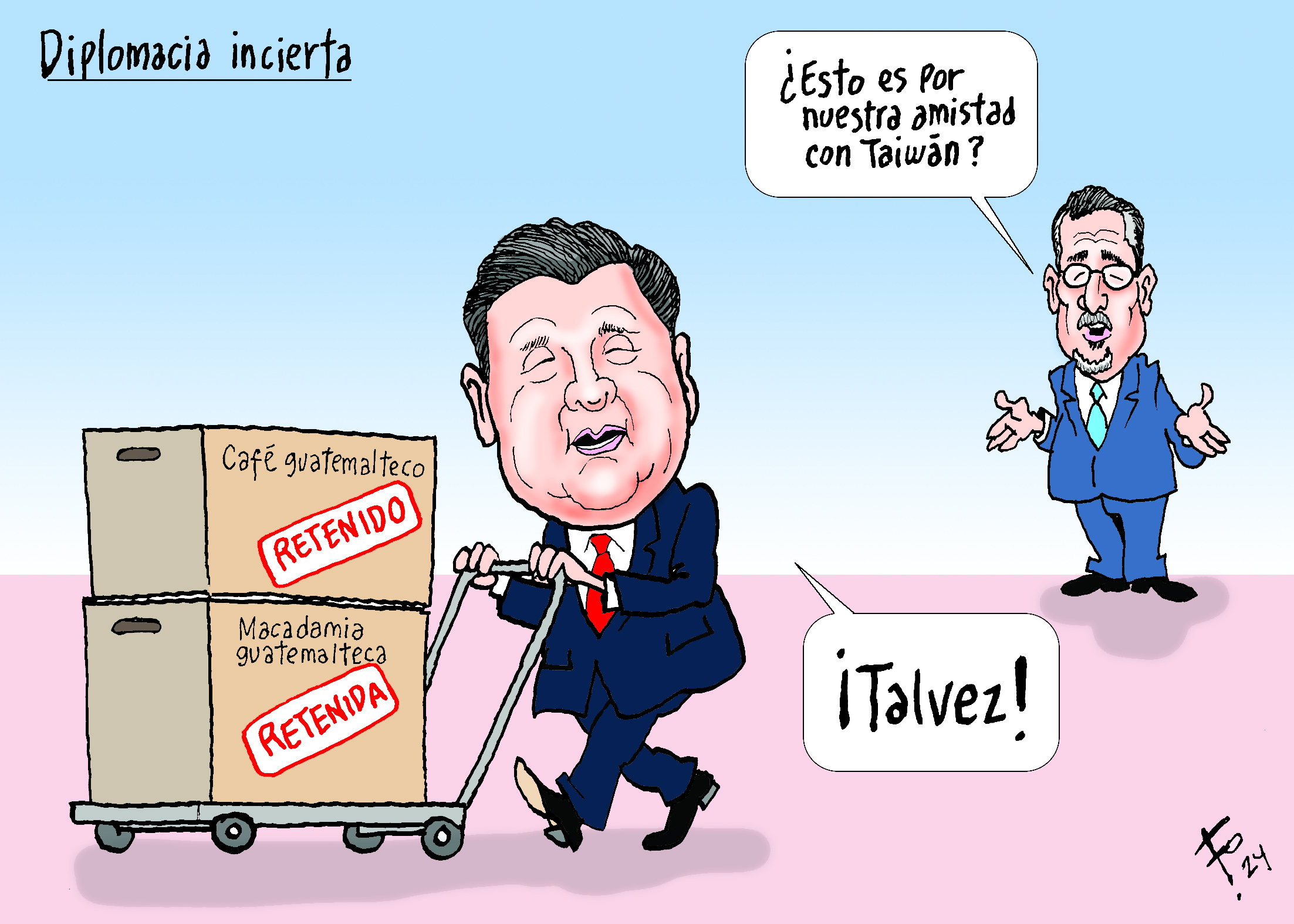 Personajes: Xi Jinping y Bernardo Arévalo.