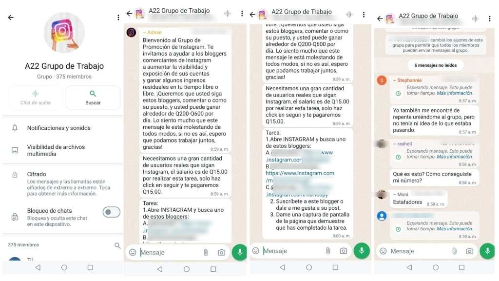 Estafas de trabajo en WhatsApp en Guteamala Ciberseguridad