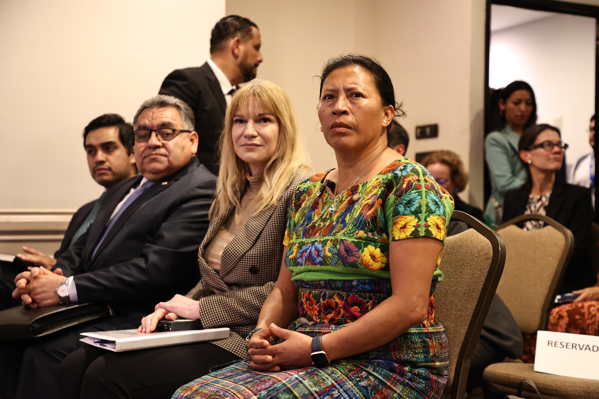 Participaron en el Encuentro sobre Migración Laboral y Desarrollo Regional, Arturo Rocha, líder del Paquete de Movilidad Laboral de México, Eduardo Escobedo viceministro de Relaciones Exteriores, Kristie Canegallo, funcionaria de DHS de Estados Unidos y la ministra de Trabajo, Miriam Roquel. (Foto, Prensa Libre: Mintrab).