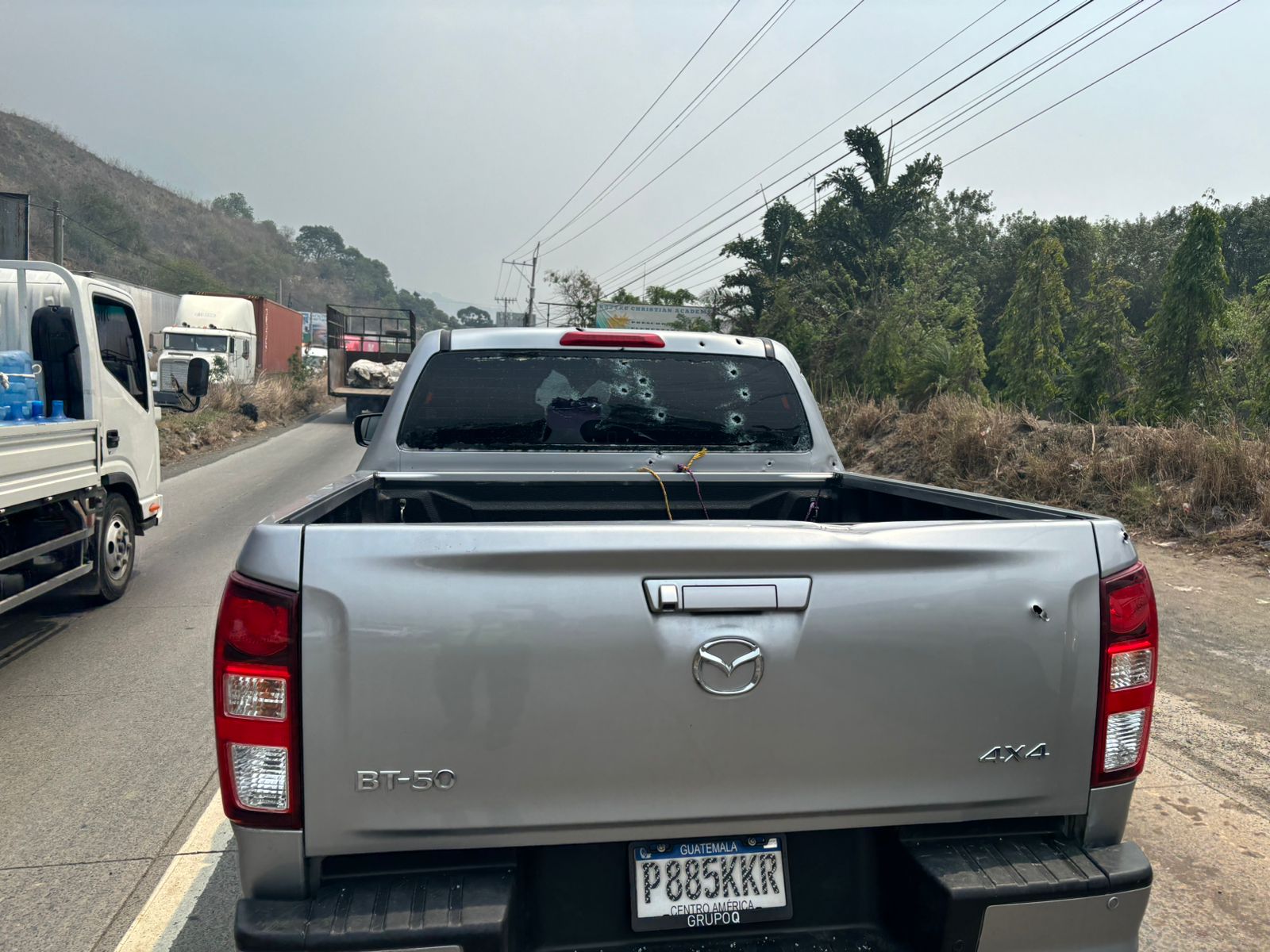 Un picop resultó involucrado en una balacera en Amatitlán. (Foto Prensa Libre: PMT Villa Nueva)