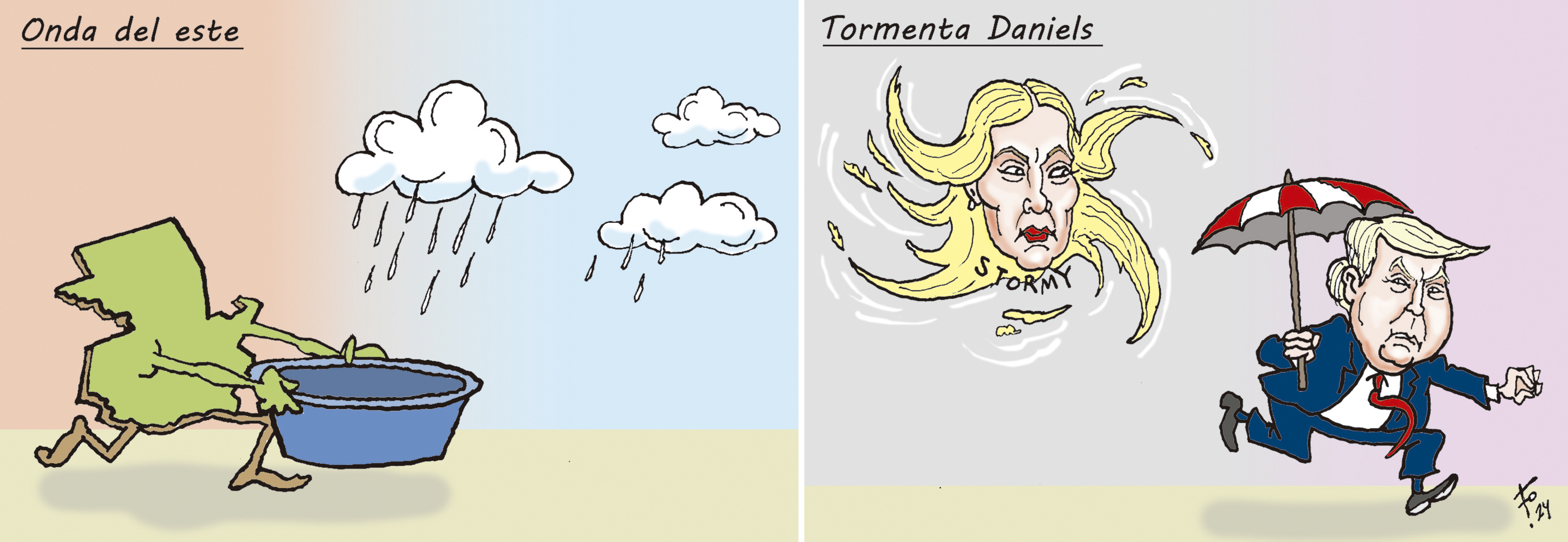 Personajes: Stephanie Clifford (Stormy Daniels) y Donald Trump.