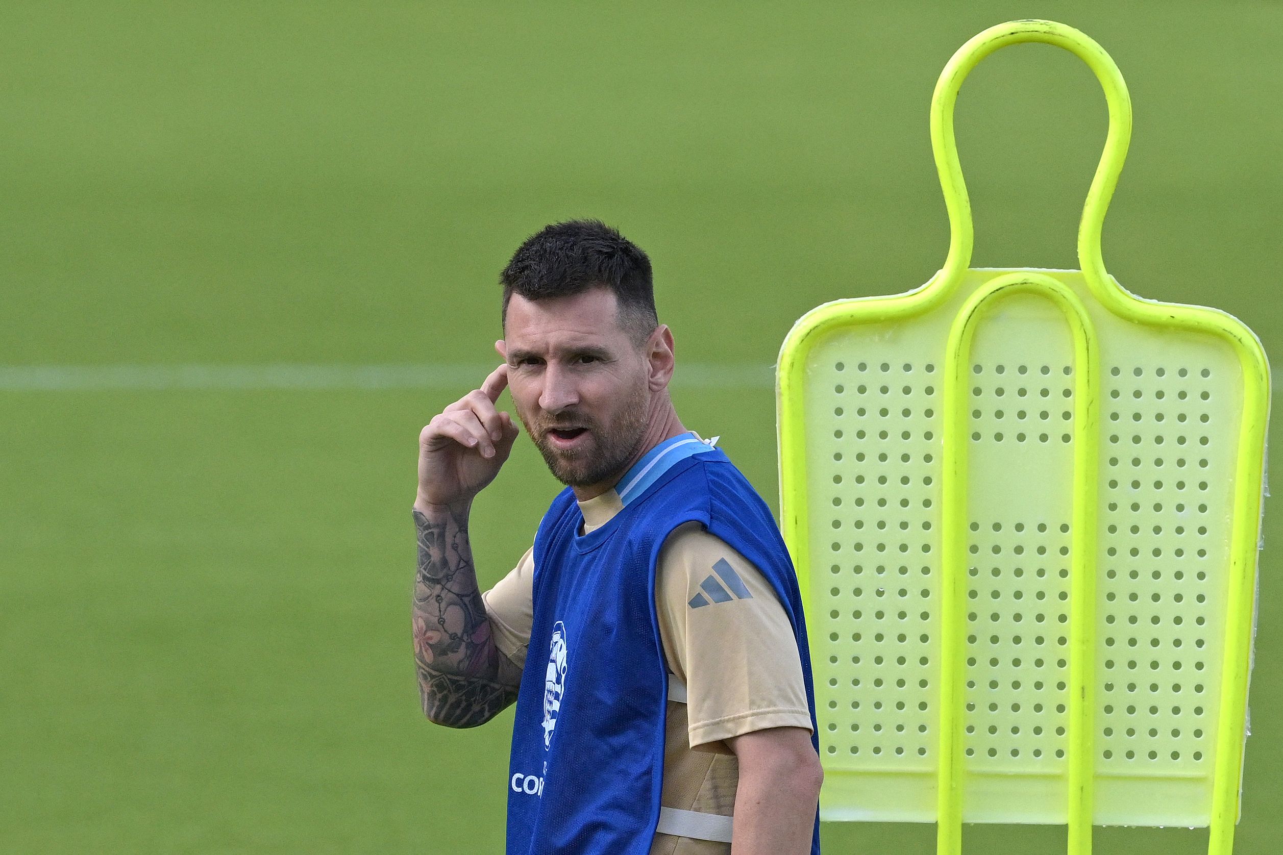 Messi durante uno de los entrenamientos de Argentina.