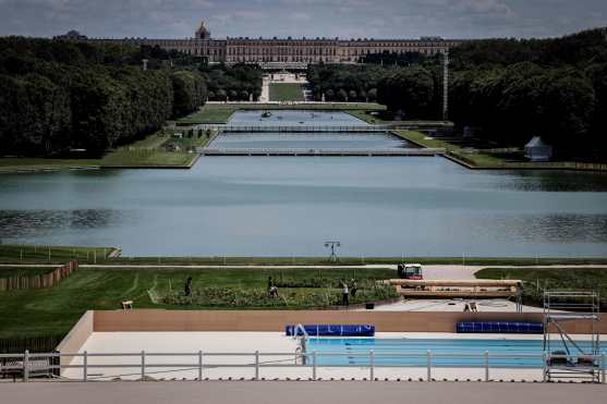 This photograph shows the Equestrian and modern Pentathlon facilities at the Chateau de Versailles Olympic venue, in Versailles, on July 17, 2024, ahead of the Paris 2024 Olympic Games. (Photo by STEPHANE DE SAKUTIN / AFP)