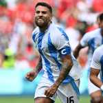 Nicolás Otamendi, capitán de la selección olímpica de Argentina celebrando el gol del empate.
