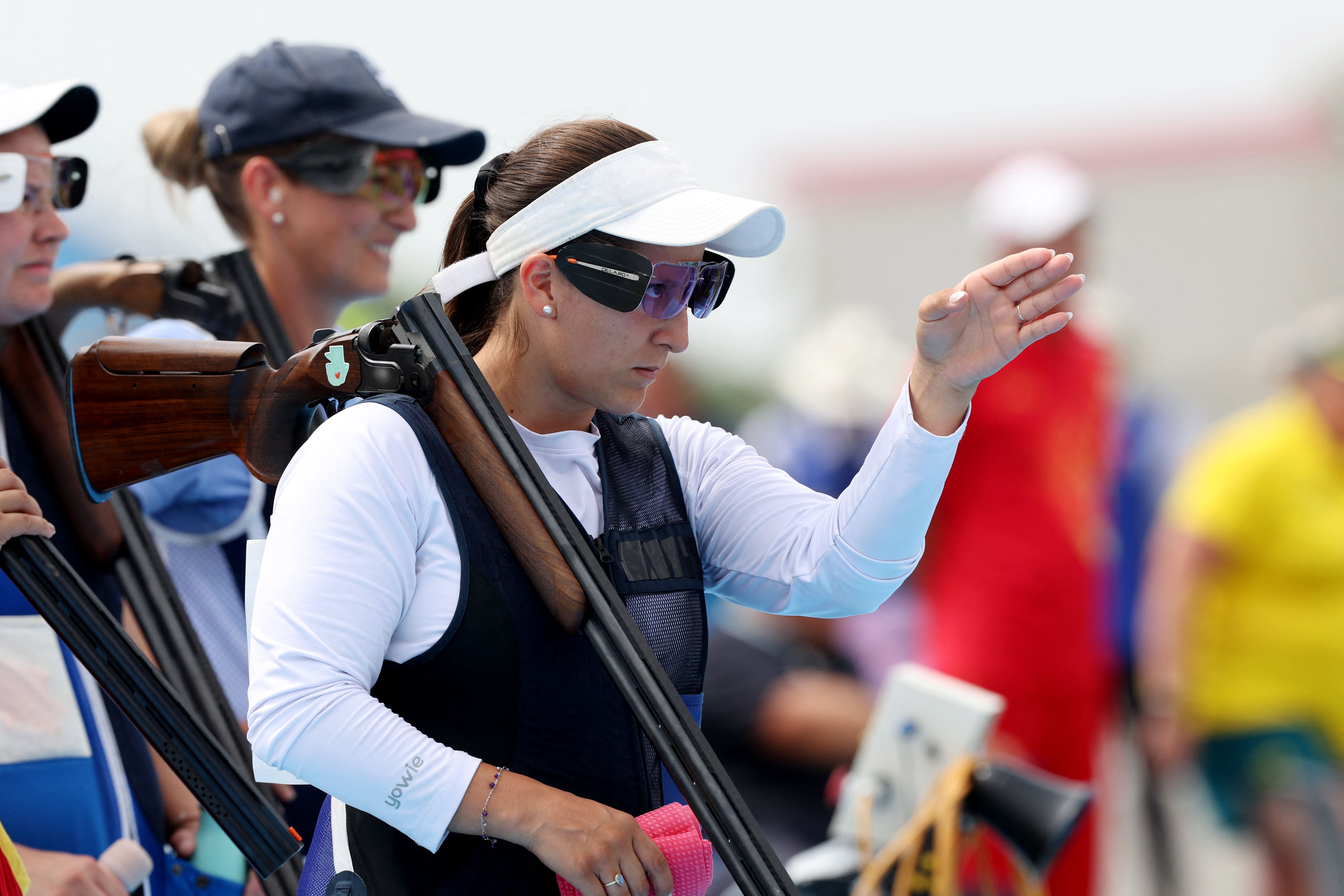 Adriana Ruano durante la competencia en la final del Foso Olímpico en donde conseguiría la medalla de oro.