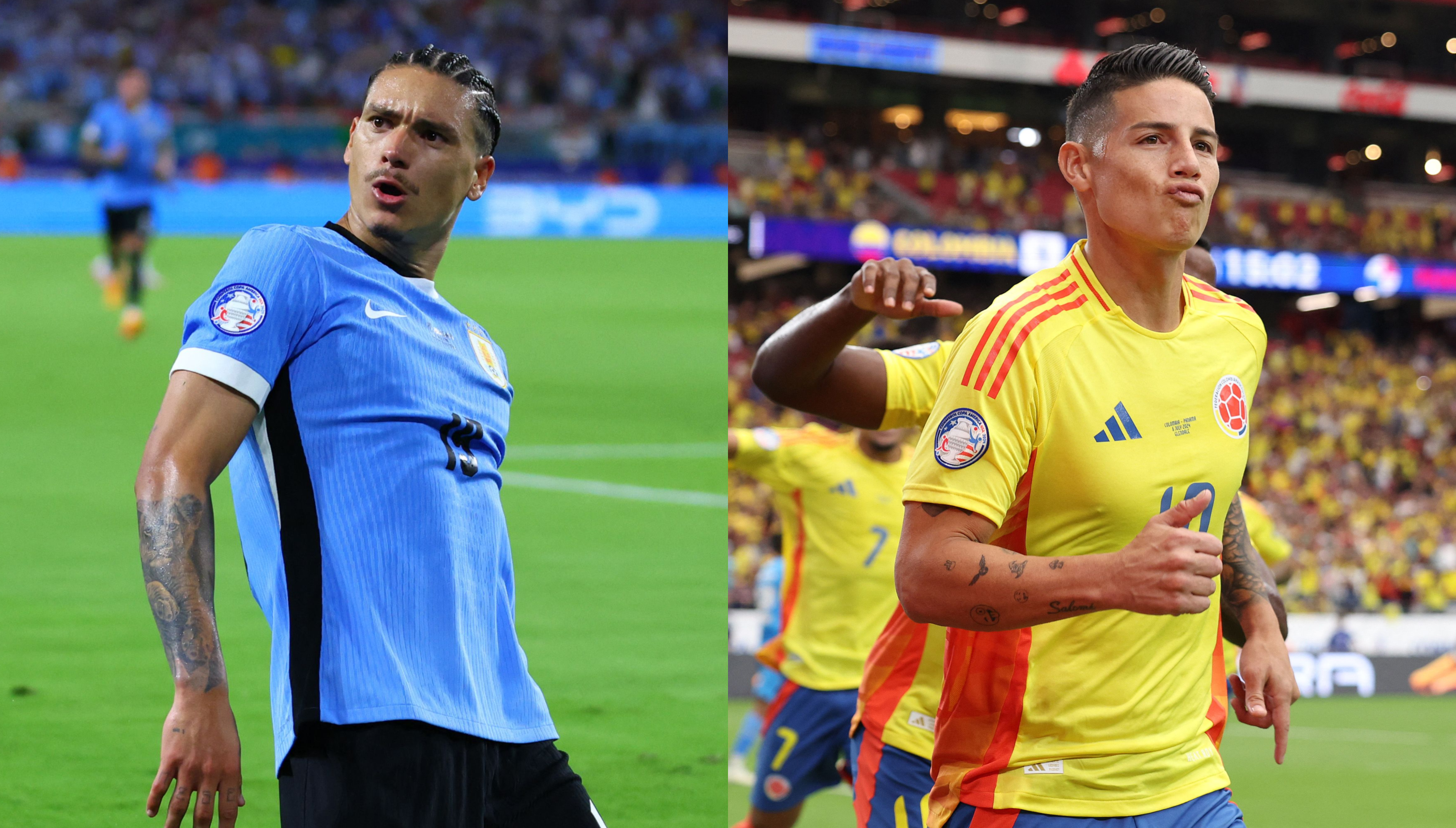 Darwin Núñez (izquierda) y James Rodríguez (derecha) son las figuras de ambas selecciones.