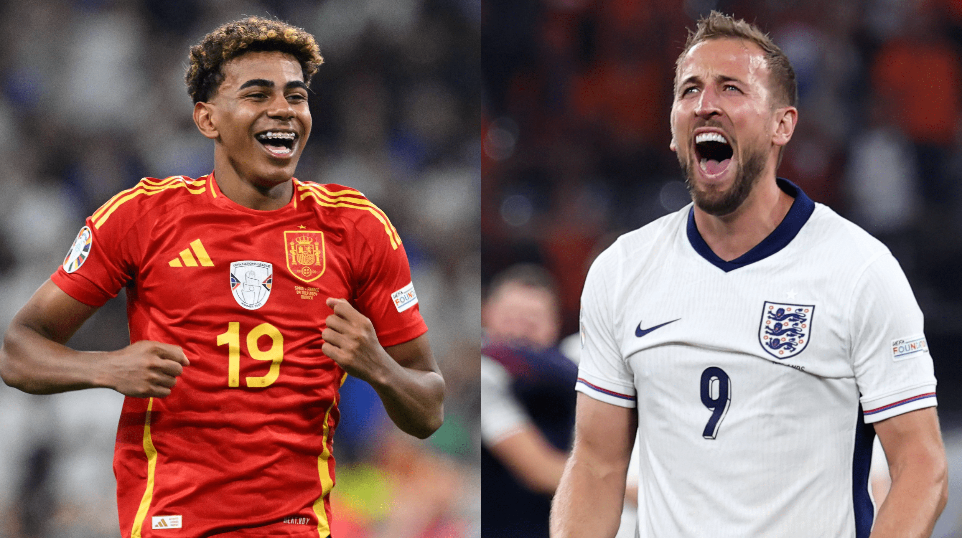 Lamine Yamal (izquierda) y Harry Kane (derecha) son las máximas figuras de sus selecciones.