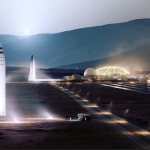 Una representación ilustrada cortesía de SpaceX de una propuesta de “Base Alfa en Marte”. (SpaceX vía The New York Times).