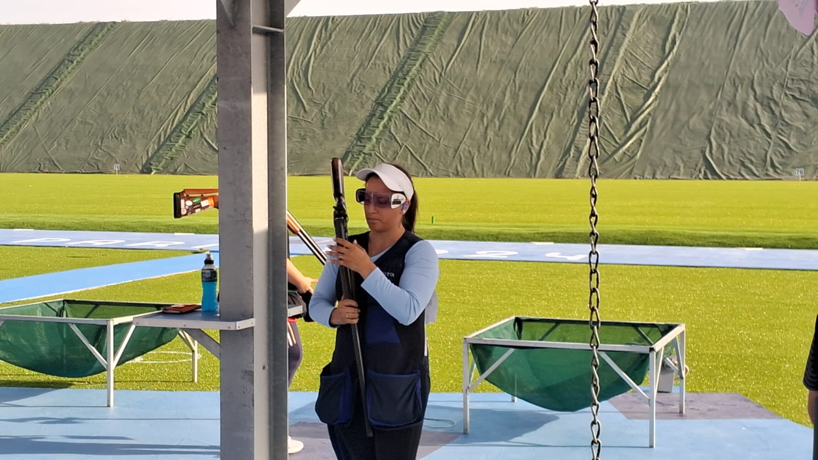 Ana Waleska Soto antes de su primera prueba en el foso olímpico.