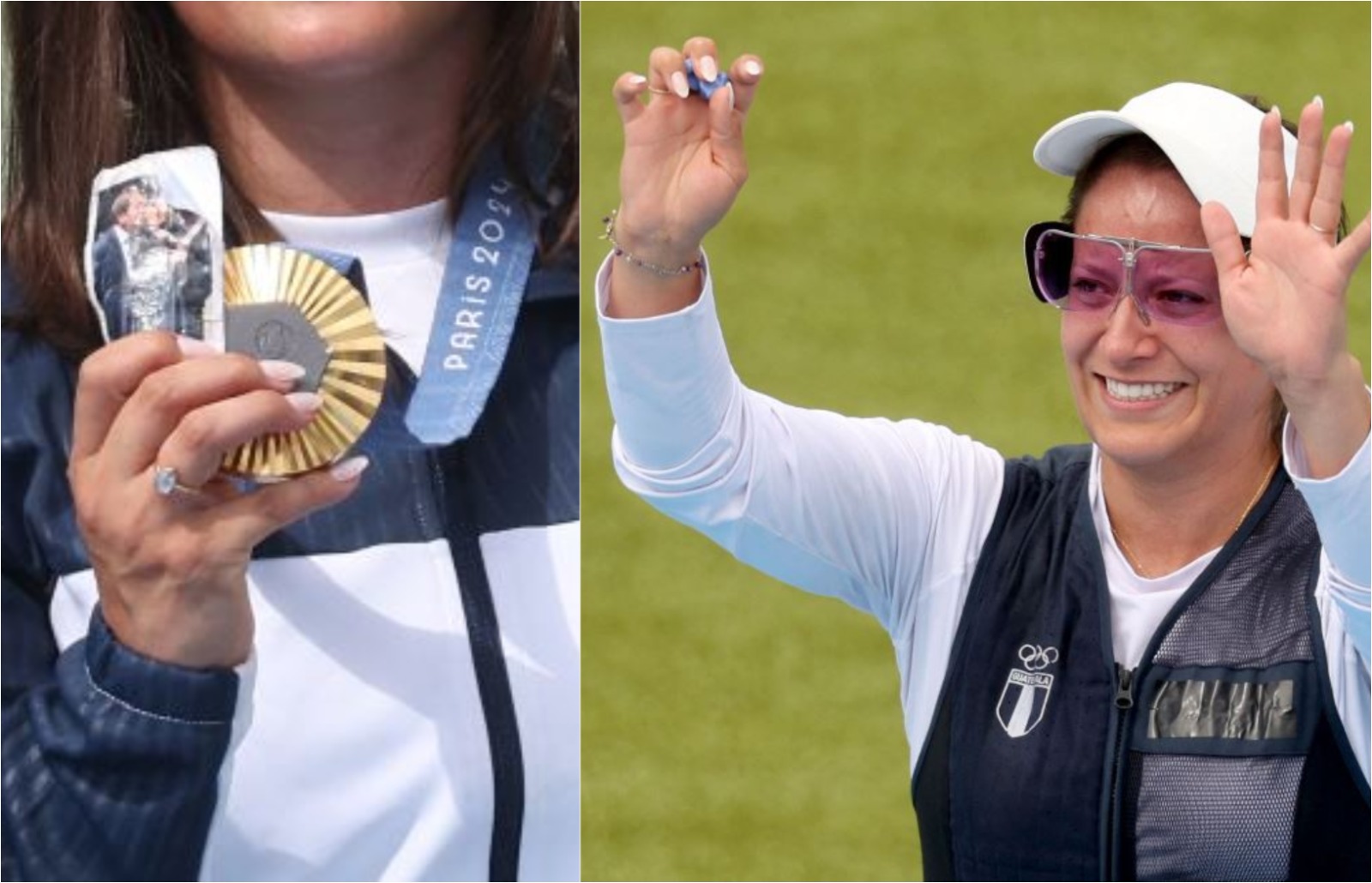 Adriana Ruano sostuvo una fotografía de su padre mientras recibía la medalla de oro.