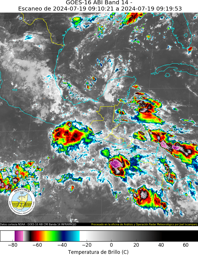 Insivumeh pronostica el acercamiento y paso de la onda del Este número 12 de la temporada, lo que aumentará las lluvias a partir del 19 de julio. (Foto Prensa Libre: Conred). 