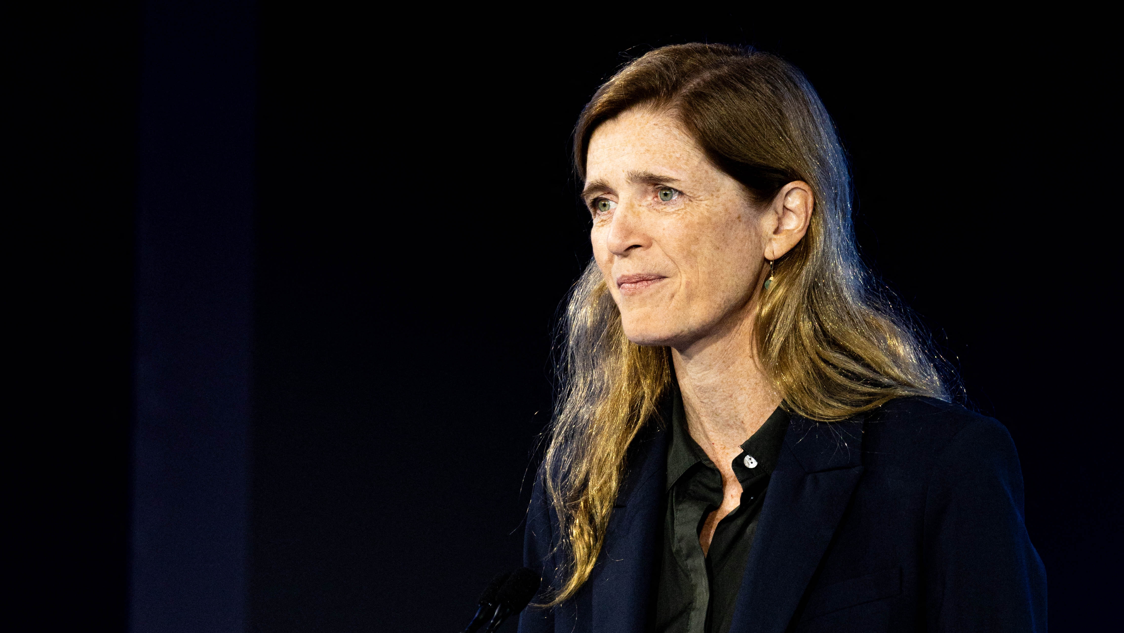 NEW YORK, NEW YORK - SEPTEMBER 24: Administrator of the United States Agency for International Development Samantha Power gives a speech during the second day of the Clinton Global Initiative (CGI) summit on September 24, 2024 in New York City. Coinciding with the U.N. General Assembly, the Clinton Global Initiative brings together business, government, and civil society leaders to drive progress on humanitarian response efforts to global crises.   Alex Kent/Getty Images/AFP (Photo by Alex Kent / GETTY IMAGES NORTH AMERICA / Getty Images via AFP)