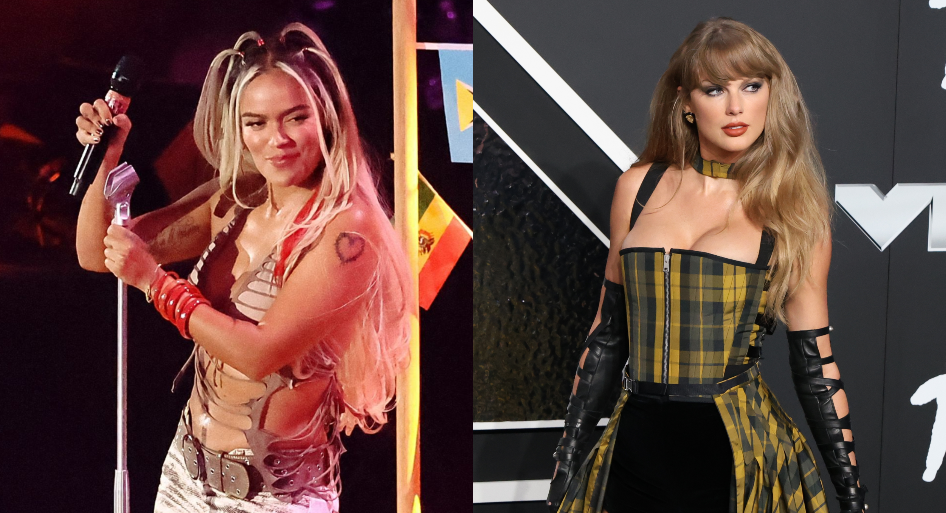 Karol G y Taylos Swift compartieron un momento juntas en los MTV VMAs 2024.