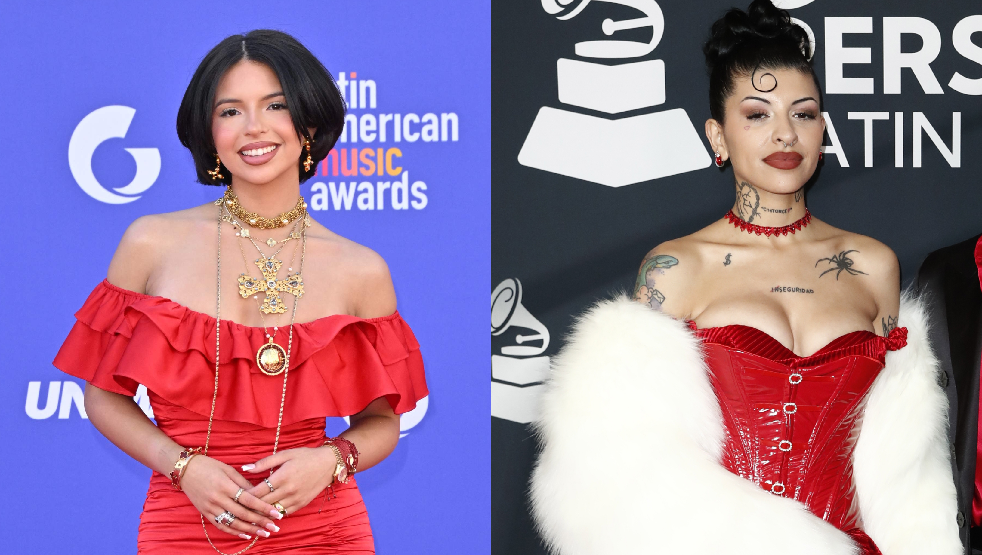 Cazzu (derecha) después de cinco meses silenciada decidió hablar para desmentir a Ángela Aguilar (izquierda) en una entrevista.