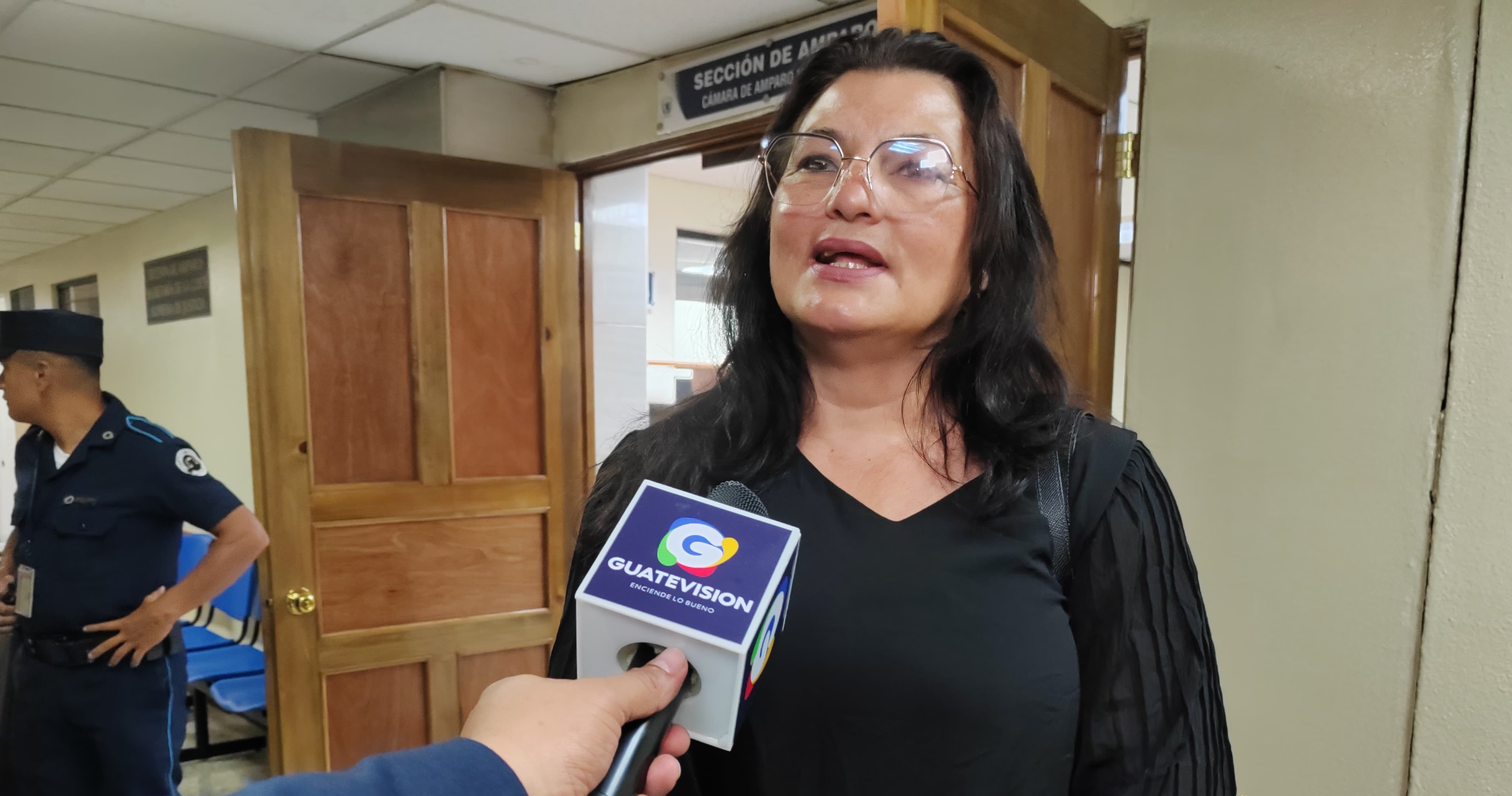 Patricia Gámez, abogada defensora de Ligia Hernández, explica el contenido del recurso presentado en una sala de Apelación. (Foto Prensa Libre: Carlos Ochoa)