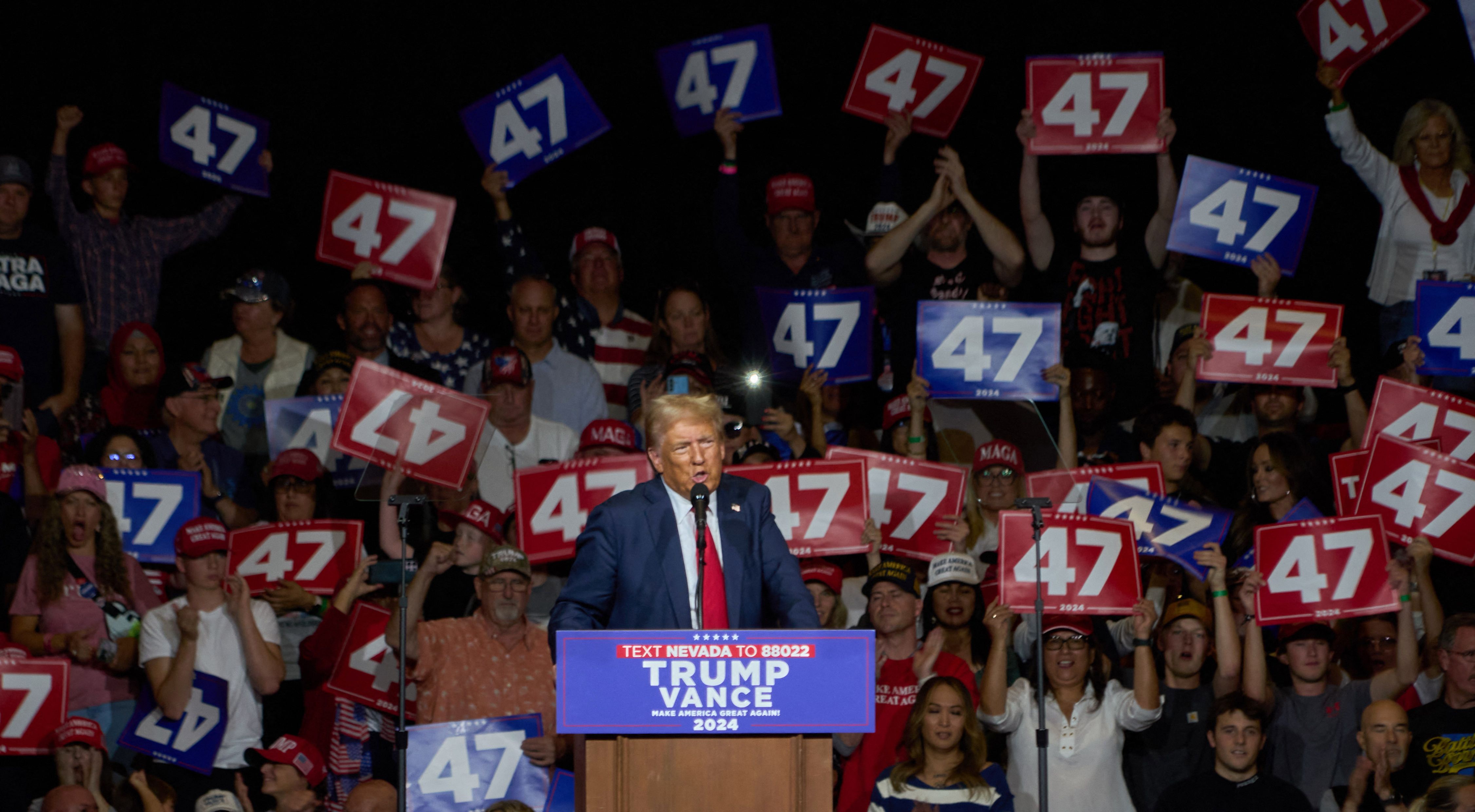 El candidato republicano a la Presidencia de EE. UU, Donal Trump, ha sido critico de la administración de Joe Biden y de su adversaria en las elecciones Kamala Harris. (Foto Prensa Libre: AFP)