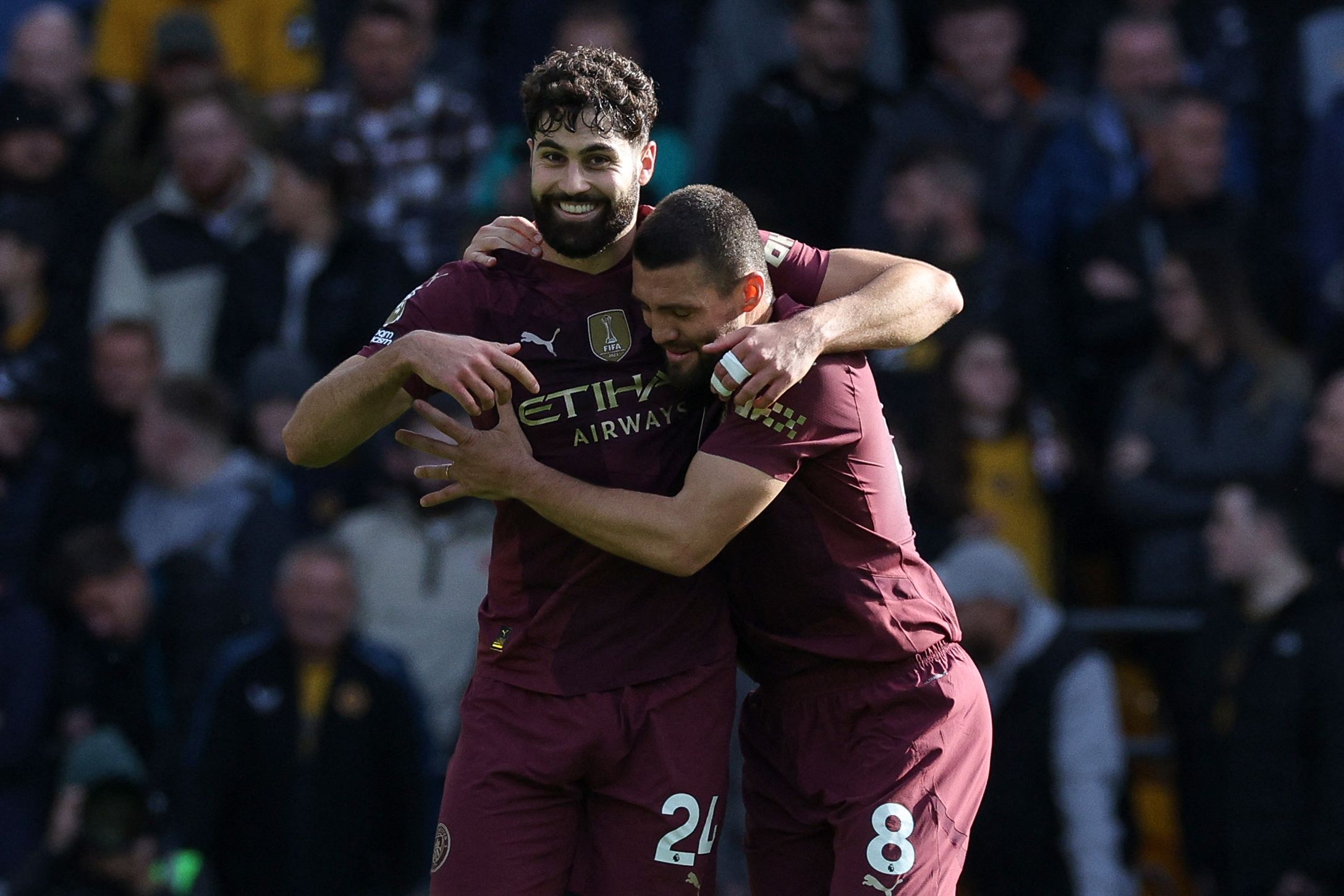 Josko Gvardiol festeja su anotación en el triunfo del Manchester City. (Foto Prensa Libre: AFP)