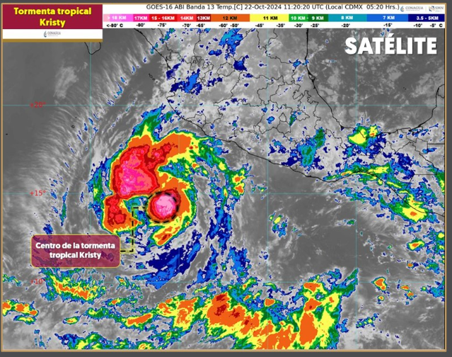 La tormenta tropical Kristy causará lluvia muy fuerte en varios puntos de México. (Foto Prensa Libre: Conagua)