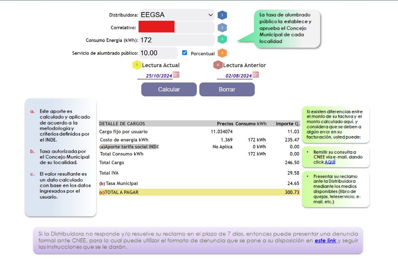 Calculadora en línea de Cnne que permite verificar si un consumidor aplica o no a la tarifa social.