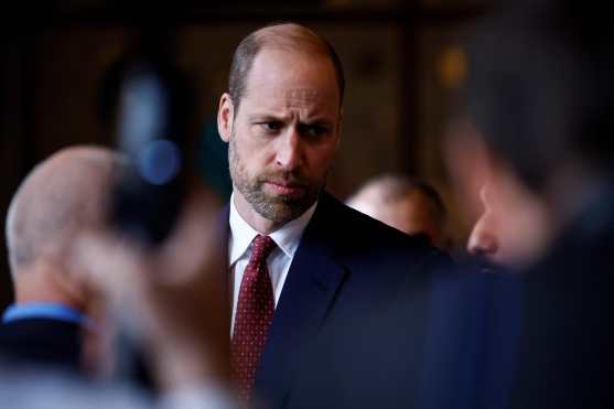 Britain's Prince William, Prince of Wales, Co-Patron of the Jewel of Arabia Expedition reacts as he attends the launch of the expedition at the Royal Geographical Society, in London, on November 25, 2024. The Expedition aims to raise awareness amongst young people both in and outside of Oman of the value of Omans natural heritage and biodiversity as well as the environmental challenges the country and the wider world face. (Photo by BENJAMIN CREMEL / POOL / AFP)