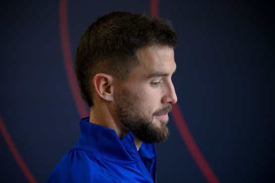 FC Barcelona's Spanish defender Inigo Martinez gives a press conference on the eve of the UEFA Champions League football match between FC Barcelona and Stade Brestois at the Joan Gamper training ground in Sant Joan Despi, near Barcelona, on November 25, 2024. (Photo by Josep LAGO / AFP)