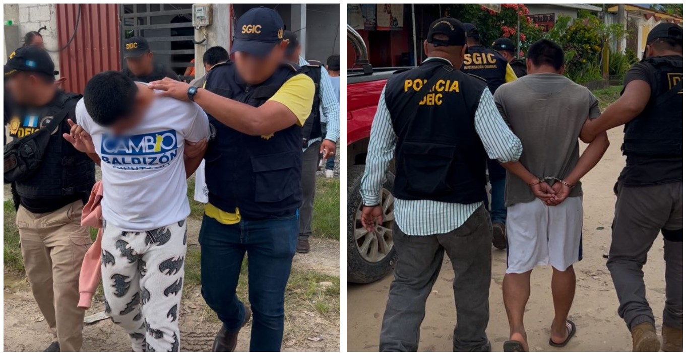 Dos presuntos responsables de la muerte de Gabriela del Mar Ucelo Moreno, en Petén, fueron aprehendidos por agentes de la PNC. (Foto Prensa Libre: PNC)