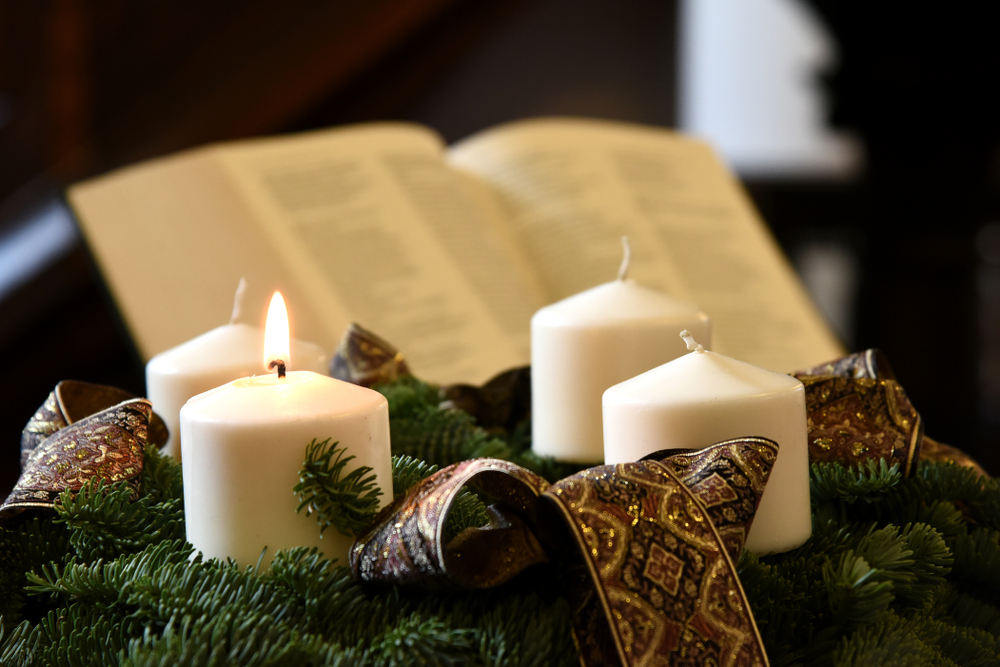 Advent candles in the church.