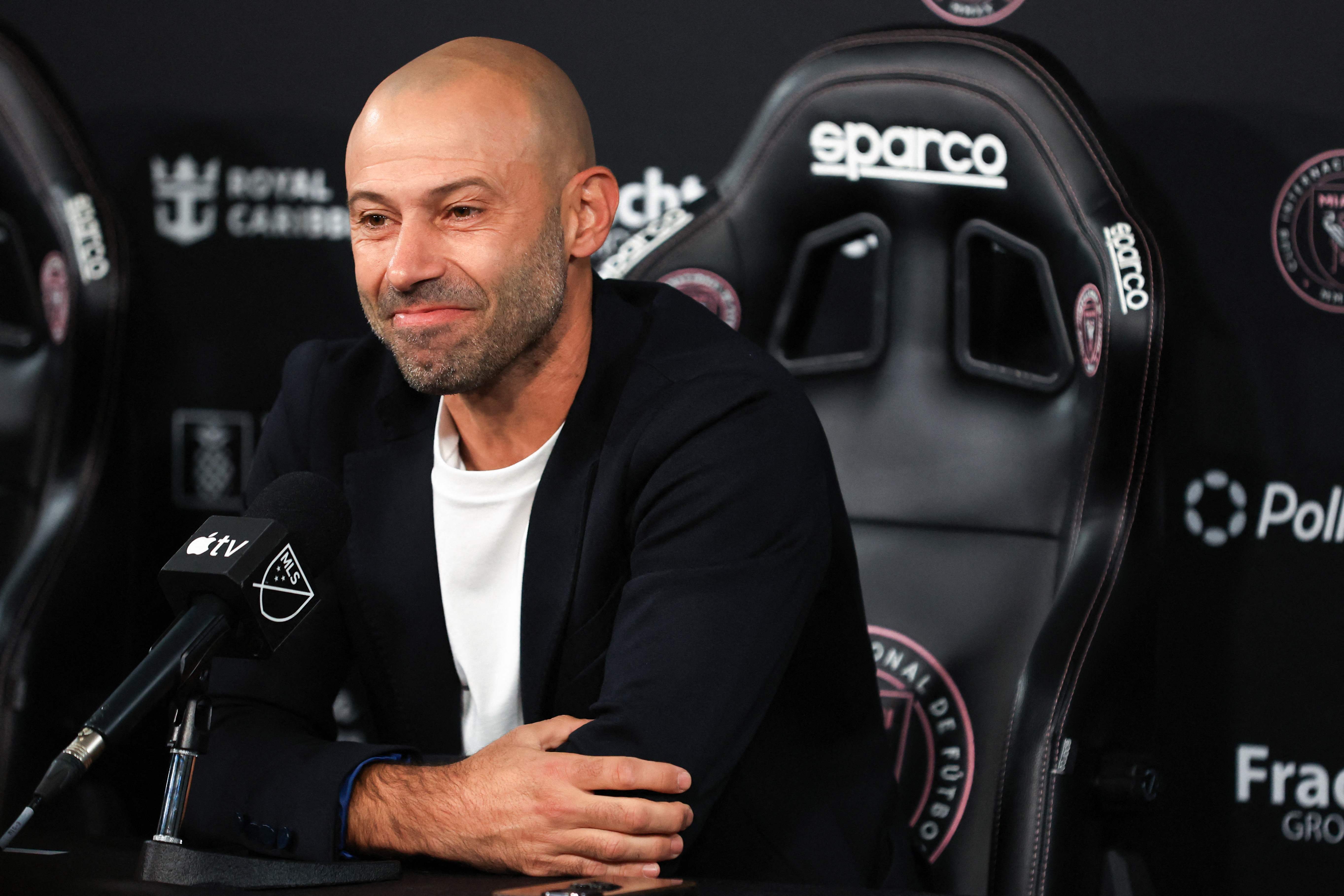 Javier Mascherano habla durante una conferencia de prensa del Inter Miami.