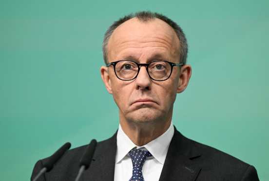 Leader and top candidate for chancellor of Germany's  Christian Democratic Union (CDU) Friedrich Merz speaks during a meeting of the European People's Party (EPP) in Berlin on January 18, 2025. (Photo by RALF HIRSCHBERGER / AFP)