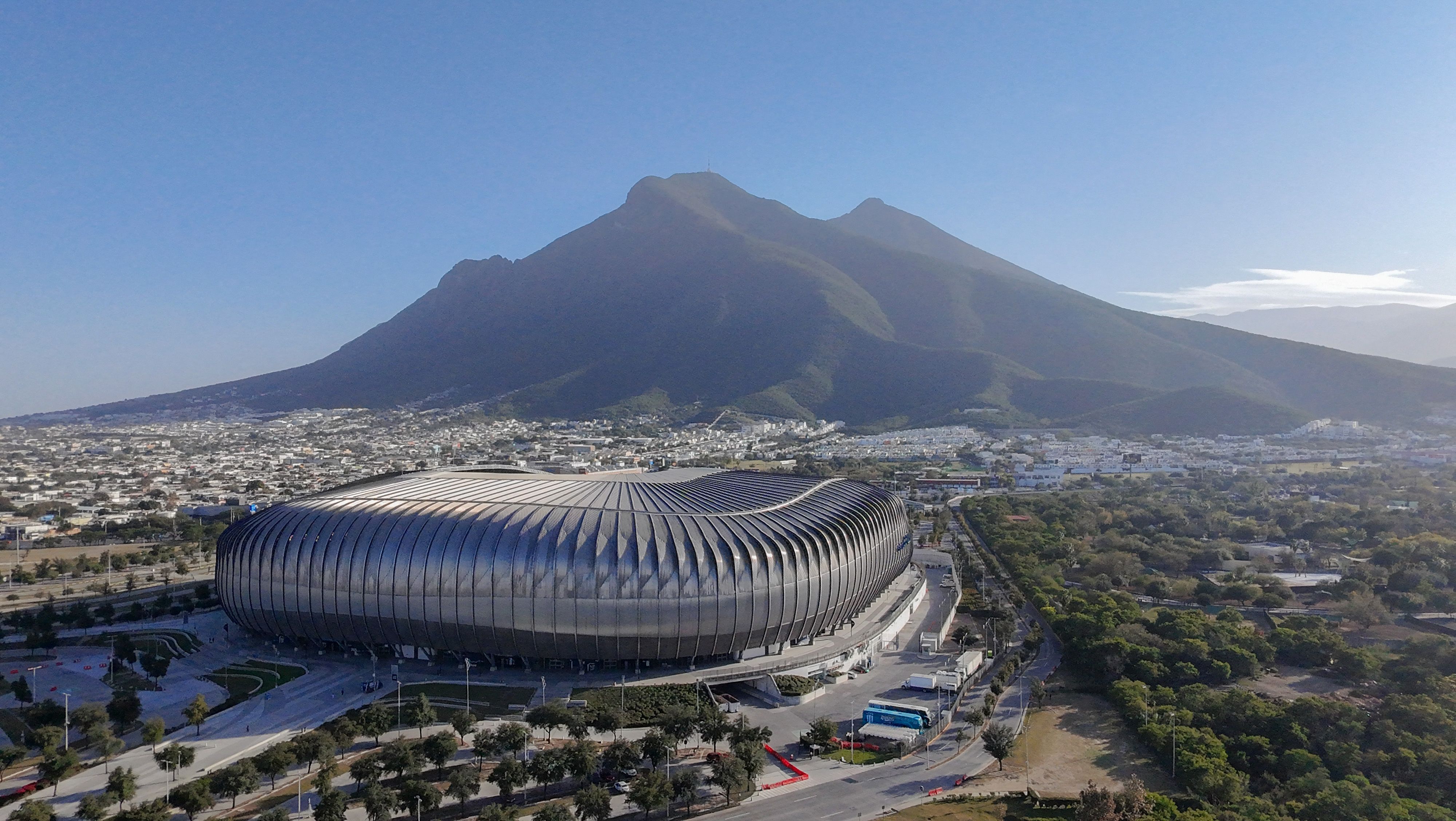 El Estadio BBVA en Guadalupe, Nuevo León en México. Una de las sedes para la Copa del Mundo de 2026.