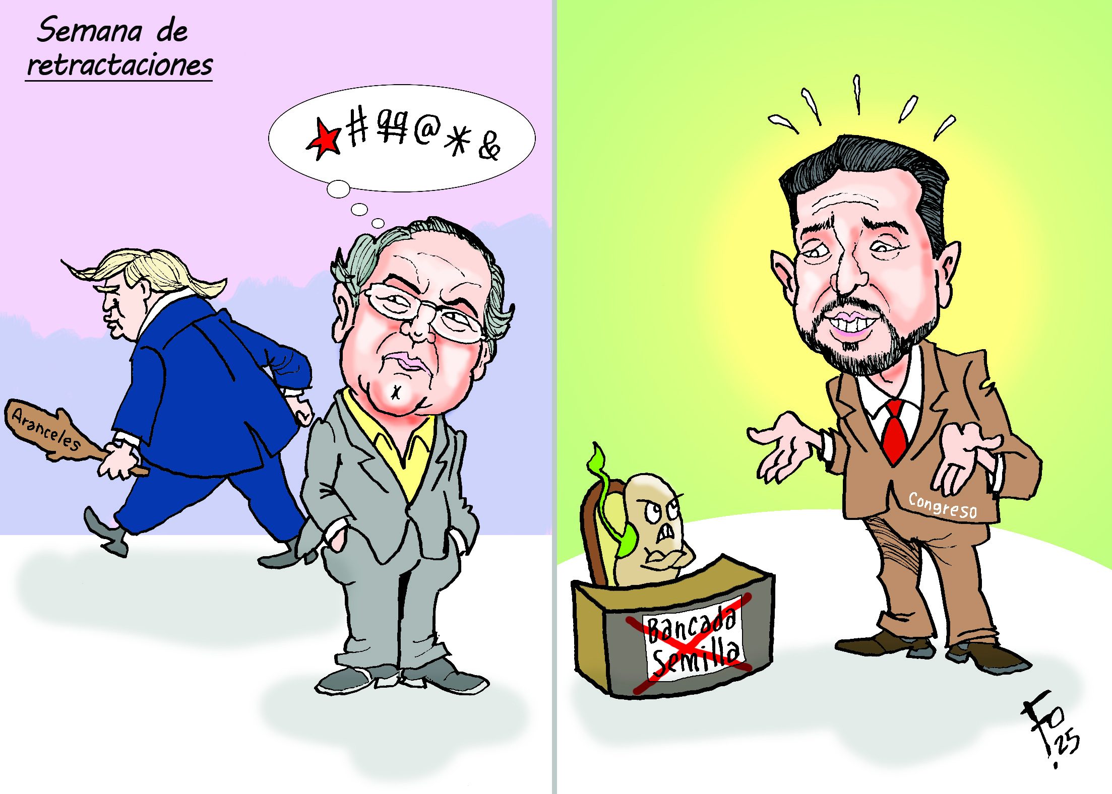 Personajes: Donald Trump, Gustavo Petro y Nery Ramos.