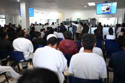 Guatemalan migrants deported from the United States wait for assistance at the Returnee Reception Center following their arrival at the Guatemalan Air Force Base in Guatemala City on January 29, 2025. (Photo by JOHAN ORDONEZ / AFP)