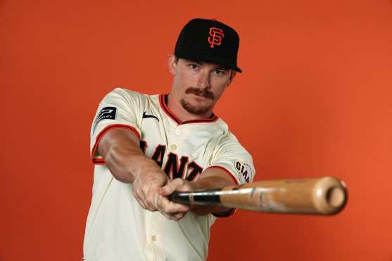 SCOTTSDALE, ARIZONA - FEBRUARY 20: Wade Meckler #53 poses during San Francisco Giants spring training photo day at Scottsdale Stadium on February 20, 2025 in Scottsdale, Arizona.   Jamie Squire/Getty Images/AFP (Photo by JAMIE SQUIRE / GETTY IMAGES NORTH AMERICA / Getty Images via AFP)