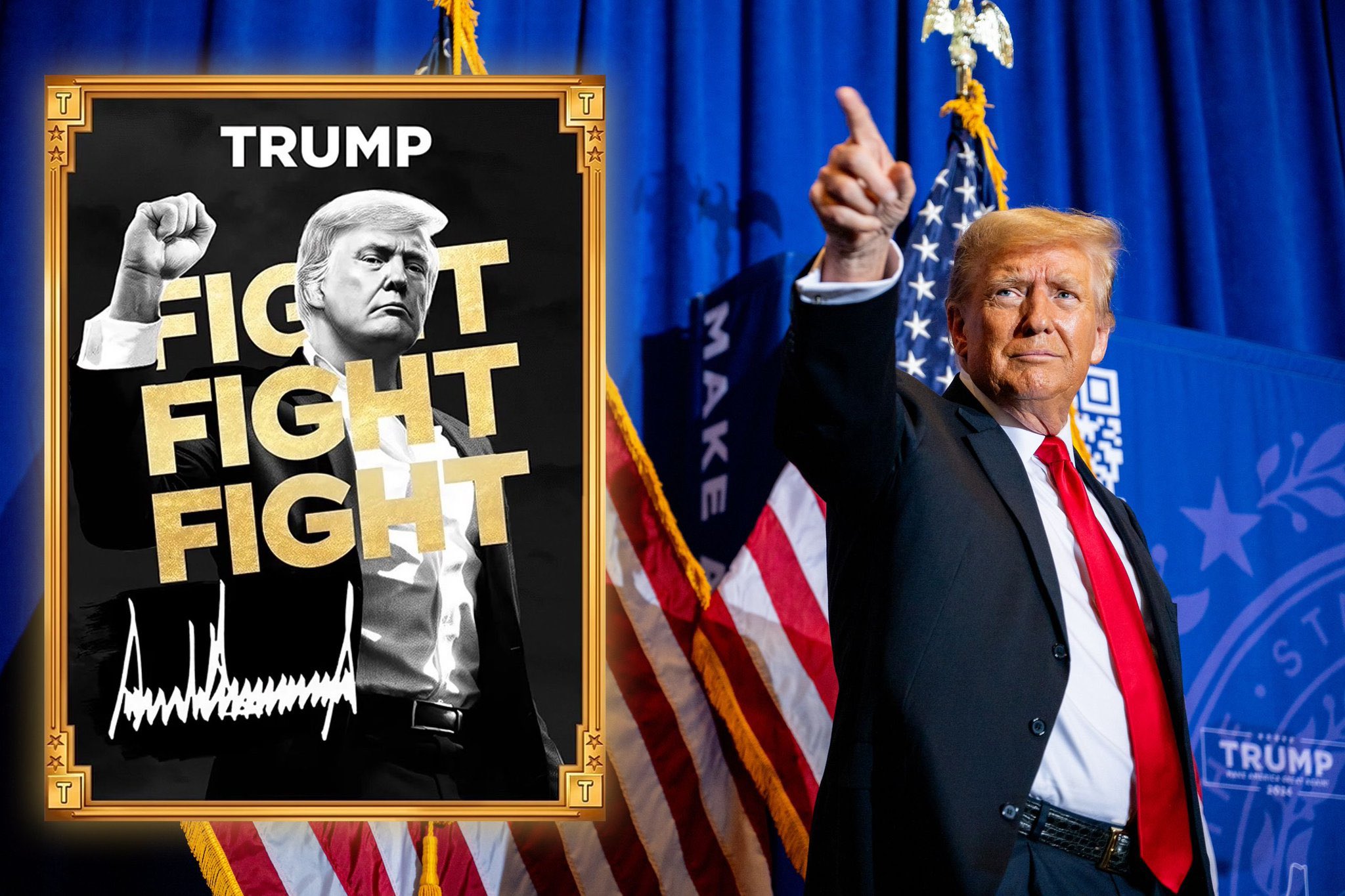 imagen del diseño de la memecoin, o criptomoneda de Donald Trump