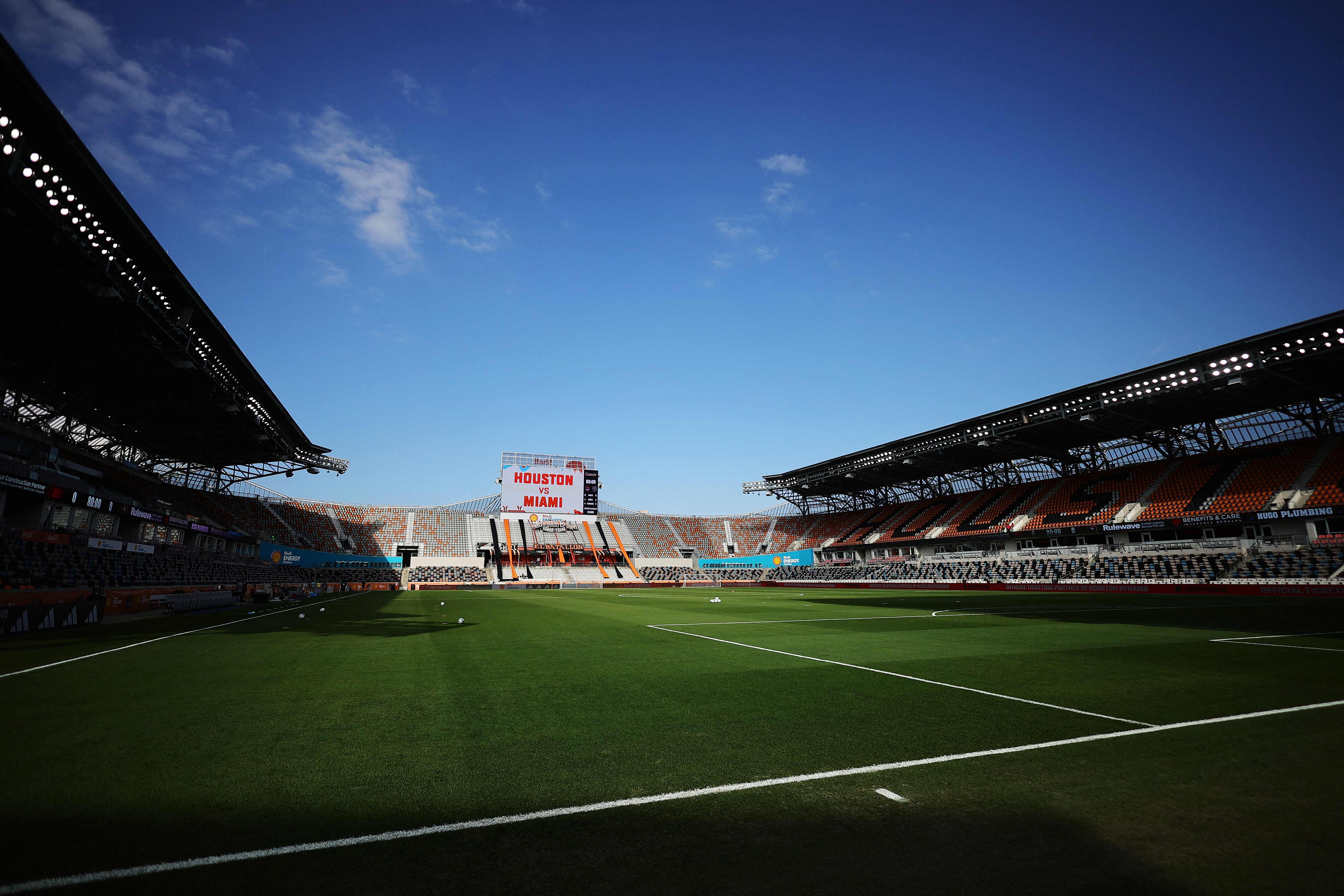 HOUSTON, TEXAS - MARCH 02: General view inside the stadium prior to the MLS match between Houston Dynamo FC and Inter Miami at Shell Energy Stadium on March 02, 2025 in Houston, Texas.   Alex Slitz/Getty Images/AFP (Photo by Alex Slitz / GETTY IMAGES NORTH AMERICA / Getty Images via AFP)