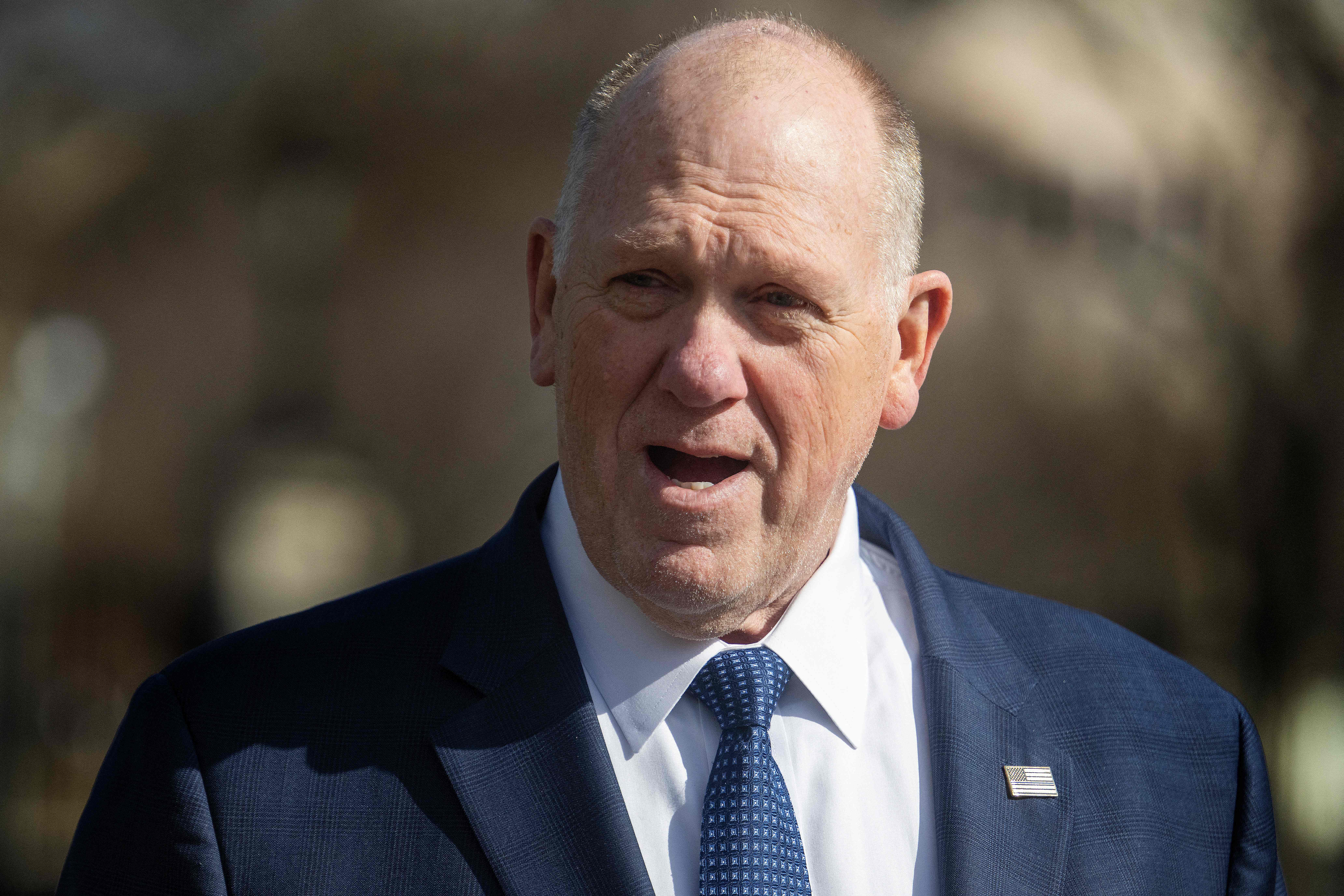 White House 'border czar' Tom Homan speaks with reporters outside the White House in Washington, DC, on March 7, 2025. (Photo by Jim WATSON / AFP)