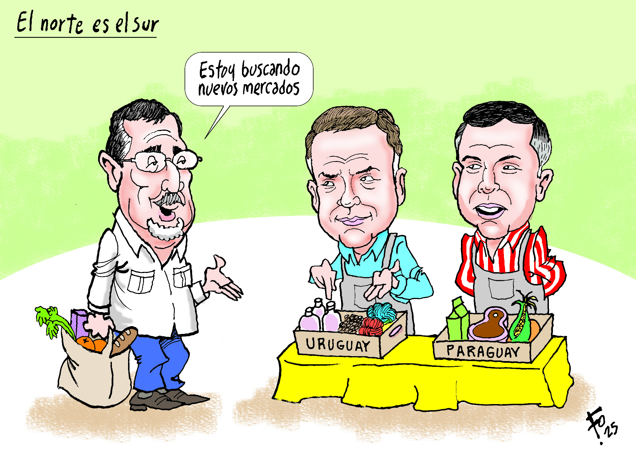 Personajes: Bernardo Arévalo, Yamandú Orsi y Santiago Peña.