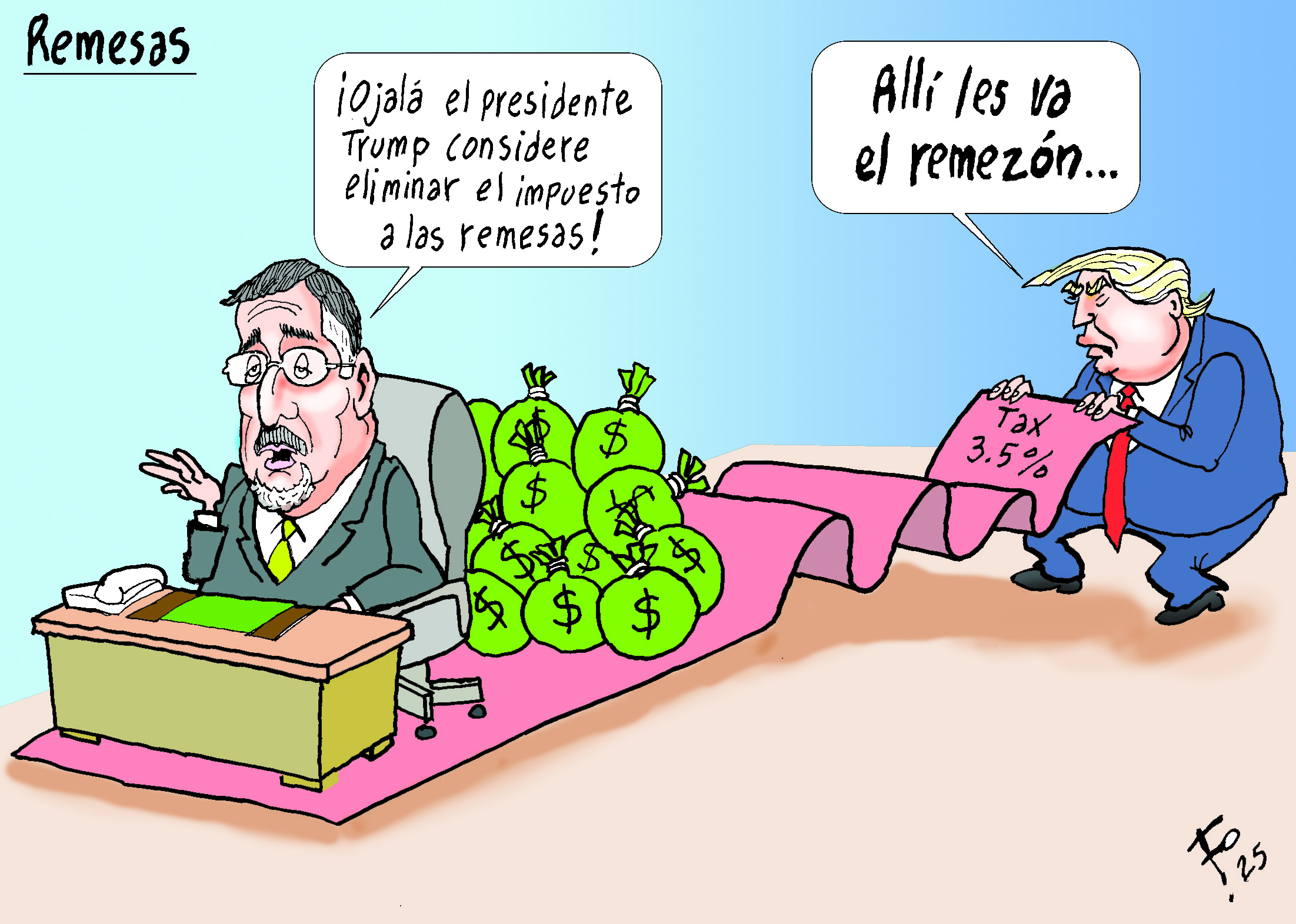 Personajes: Bernardo Arévalo y Donald Trump.