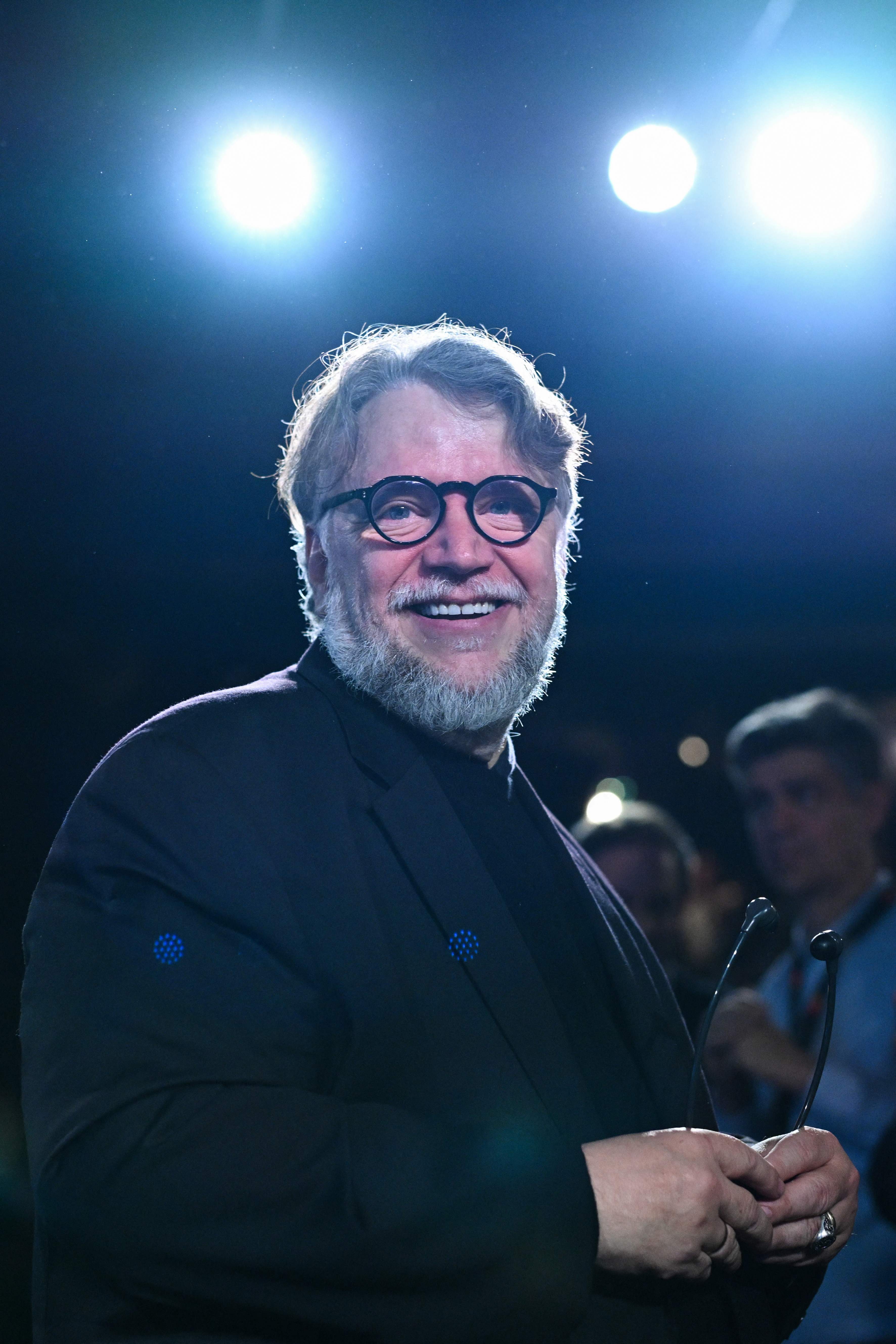 El director y productor mexicano Guillermo Del Toro asiste a una clase magistral de la película "Lección de música" durante la 78.ª edición del Festival de Cine de Cannes, en Cannes, sur de Francia, el 18 de mayo de 2025.  (Foto Prensa Libre: AFP)