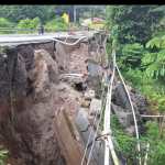 Daños en el km 189 de la ruta Cito Zarco causan preocupación, pero el CIV asegura que trabajan para recuperare la vía. (Foto Prensa Libre: Tomada de @elvigilantextra)
