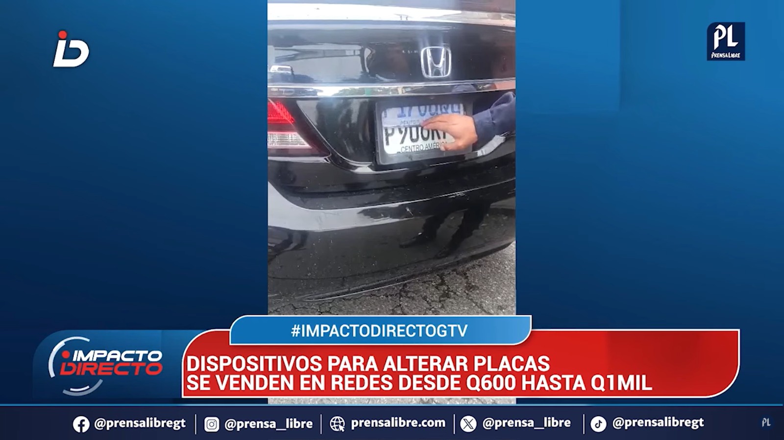 Las autoridades consignaron un automóvil y detuvieron al conductor, debido a que el vehículo tenía un dispositivo que, con solo presionar un botón, cambiaba las placas. (Foto Prensa Libre: Impacto Directo)