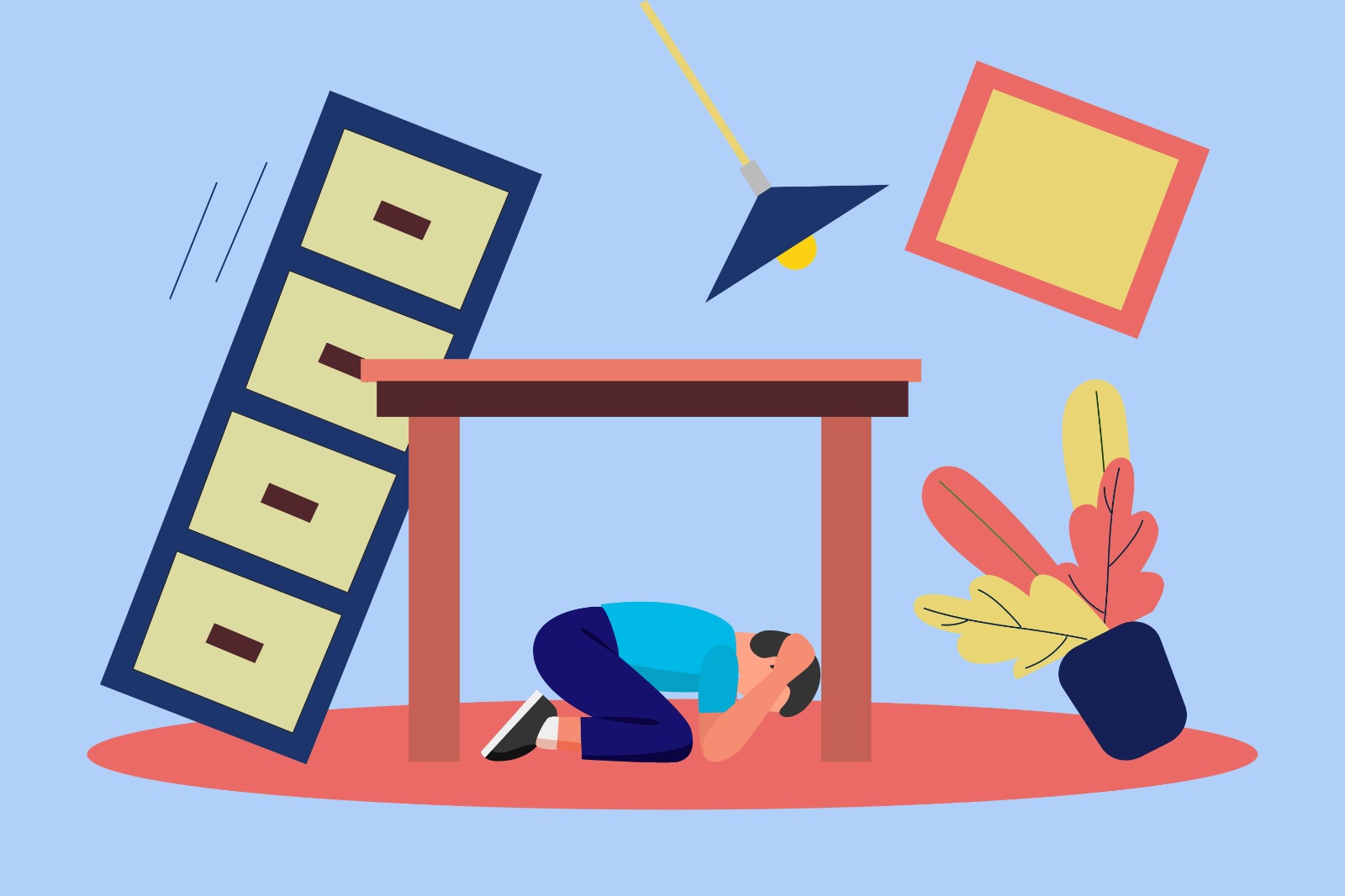 Concepto de seguridad sísmica. Ilustración vectorial plana de color aislada.