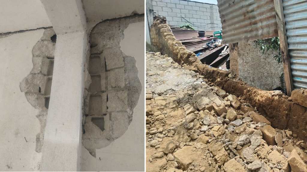 Viviendas afectadas por sismos en Sabana Chiquita Tercer Canton sector Los Olivos Santa Maria de Jesus Sacatepequez