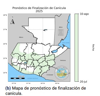 Mapa de pronóstico de la canícula en Guatemala 2025