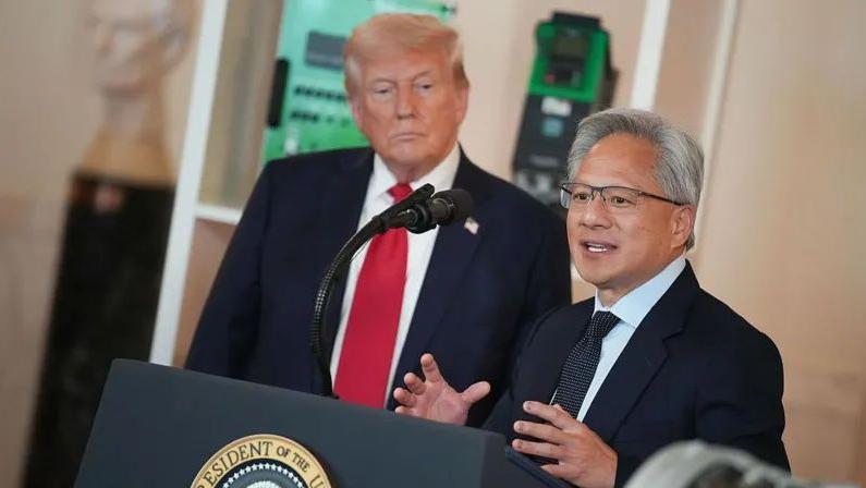 El jefe de Nvidia, Jensen Huang, ha estado presionando a la Casa Blanca sobre las ventas de chips a China.

Getty Images
