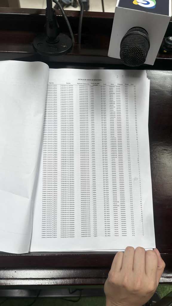 Imagen que presenta el informe de la venta de boletos para el Guatemala vs El Salvador.