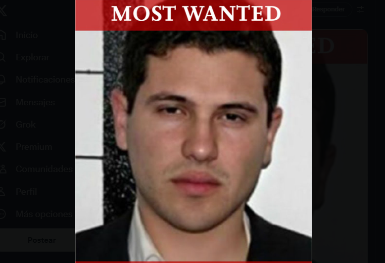 El Gobierno de Estados Unidos ofrece US$10 millones por información sobre el paradero del Iván Archivaldo Guzmán Salazar, hijo de Joaquín "El Chapo" Guzmán y cabecilla de la facción Los Chapitos del Cartel de Sinaloa. (Foto Prensa Libre: ICE / X). 